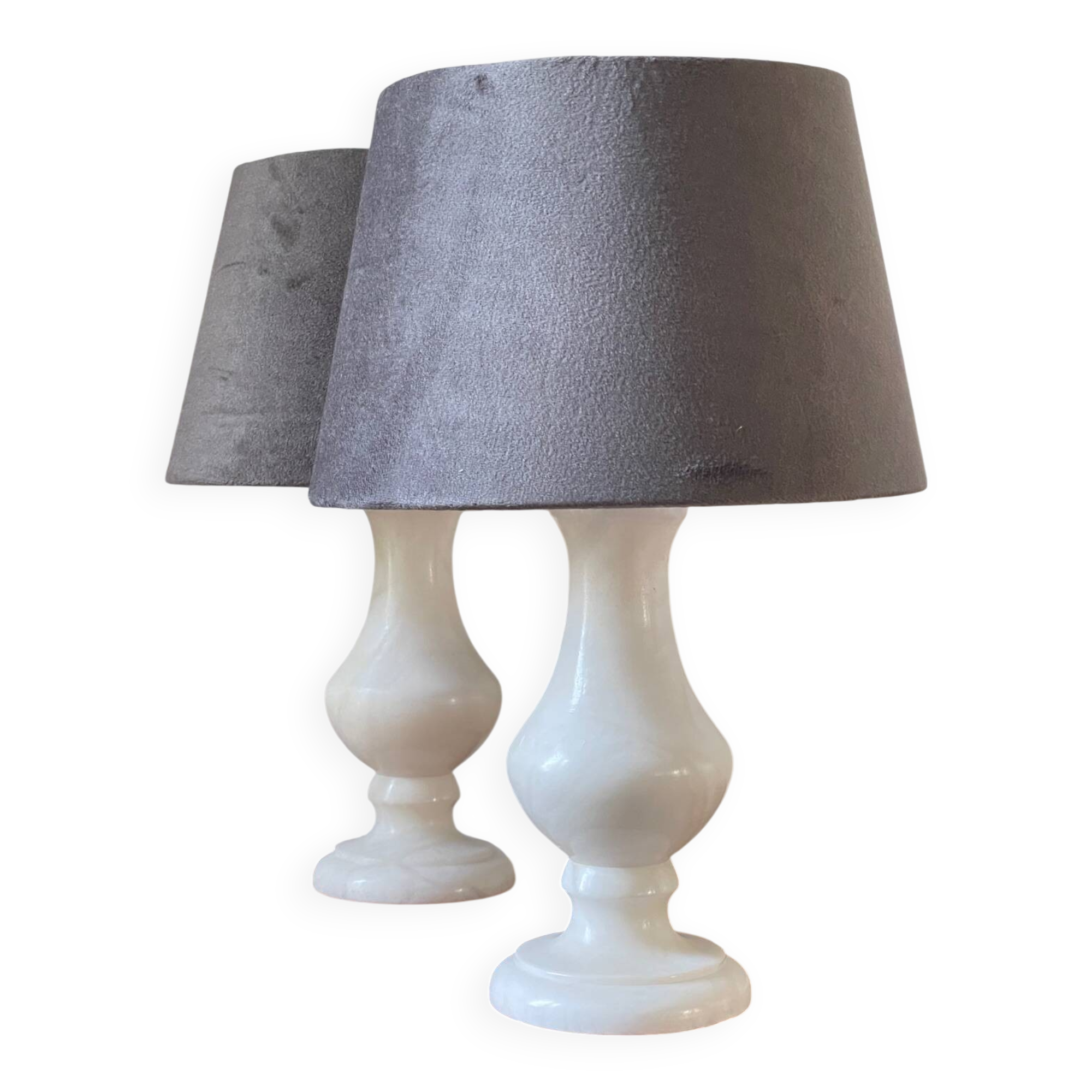 Pair of Vintage Alabaster Stone Lamps