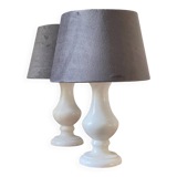 Pair of Vintage Alabaster Stone Lamps