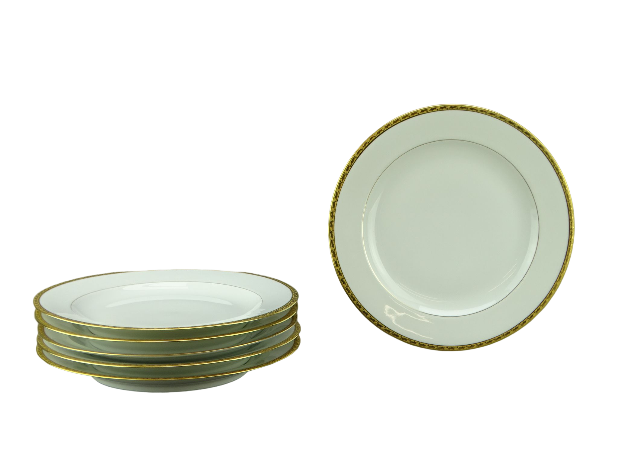 Six flat plates gold inlays by Chastagner in Limoges