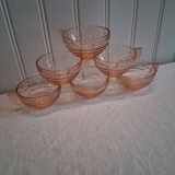 Set of 6 pink glass cups in very good condition.