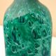 White multi-layer blown glass bottle vase with blue and green inclusions