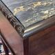 Art Deco bedside table in rosewood, walnut burl, and marble top.
