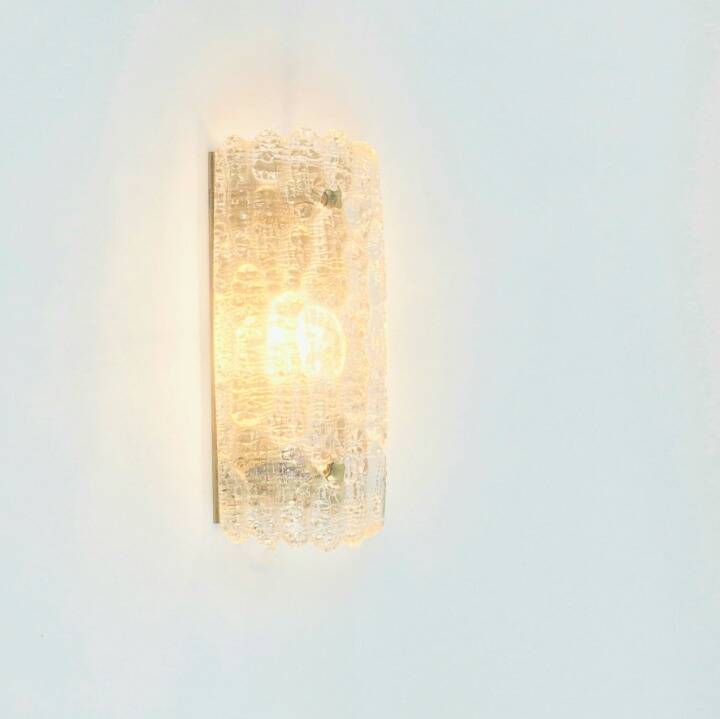 Mid Century Scandinavian Glass & Brass Wall Light by Carl Fagerlund, 1960s