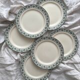 6 ironstone dessert plates “Palmettes” Boch Freres La Louvière