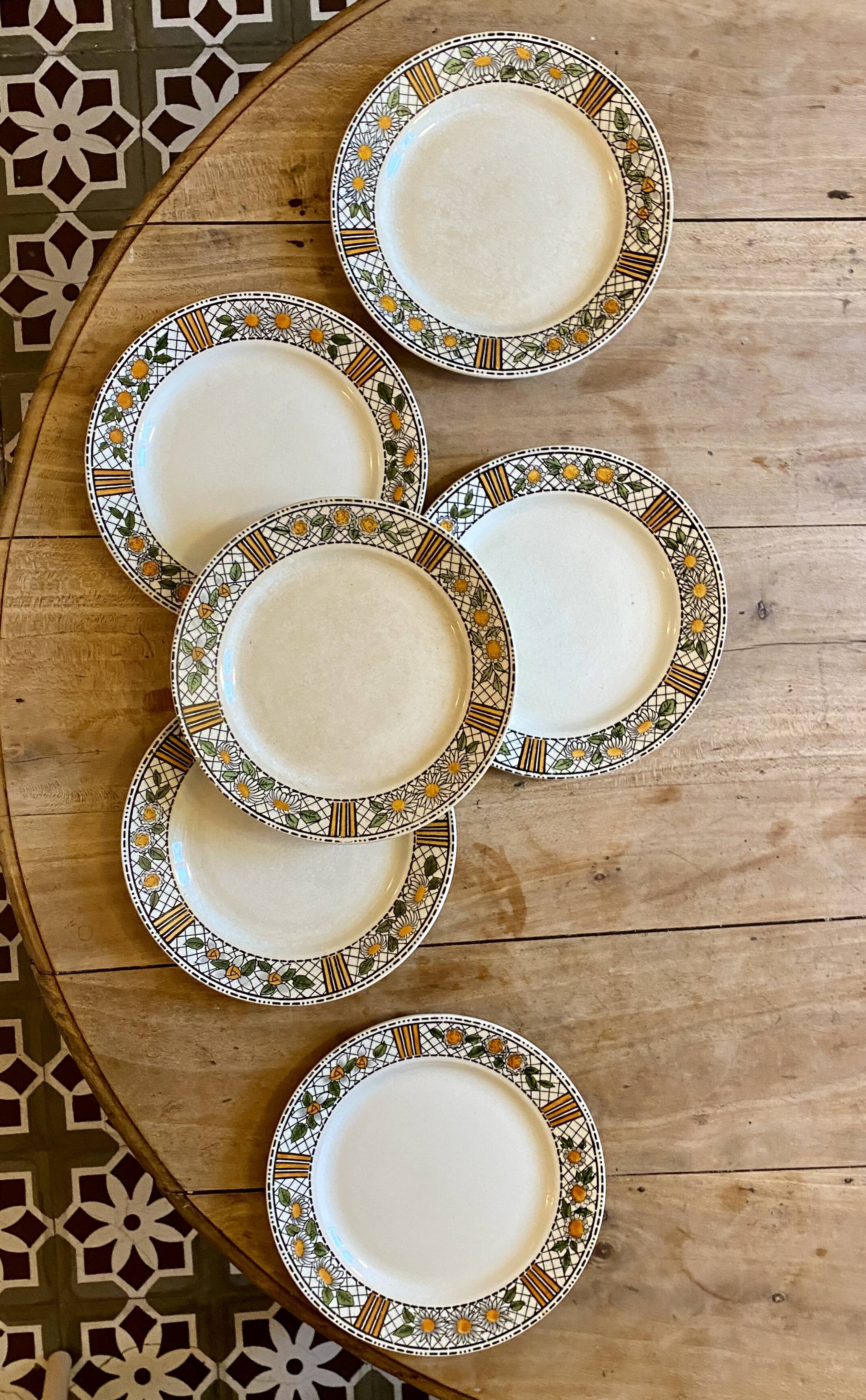 Set of 6 vintage flat plates model Elisabeth from HBCM
