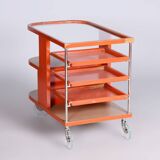 Restored Bauhaus Trolley by Mücke - Melder, Beech, Chrome, Czechia, 1920s