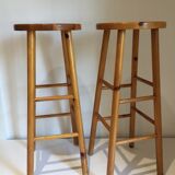 Paire de tabourets vintage en bois