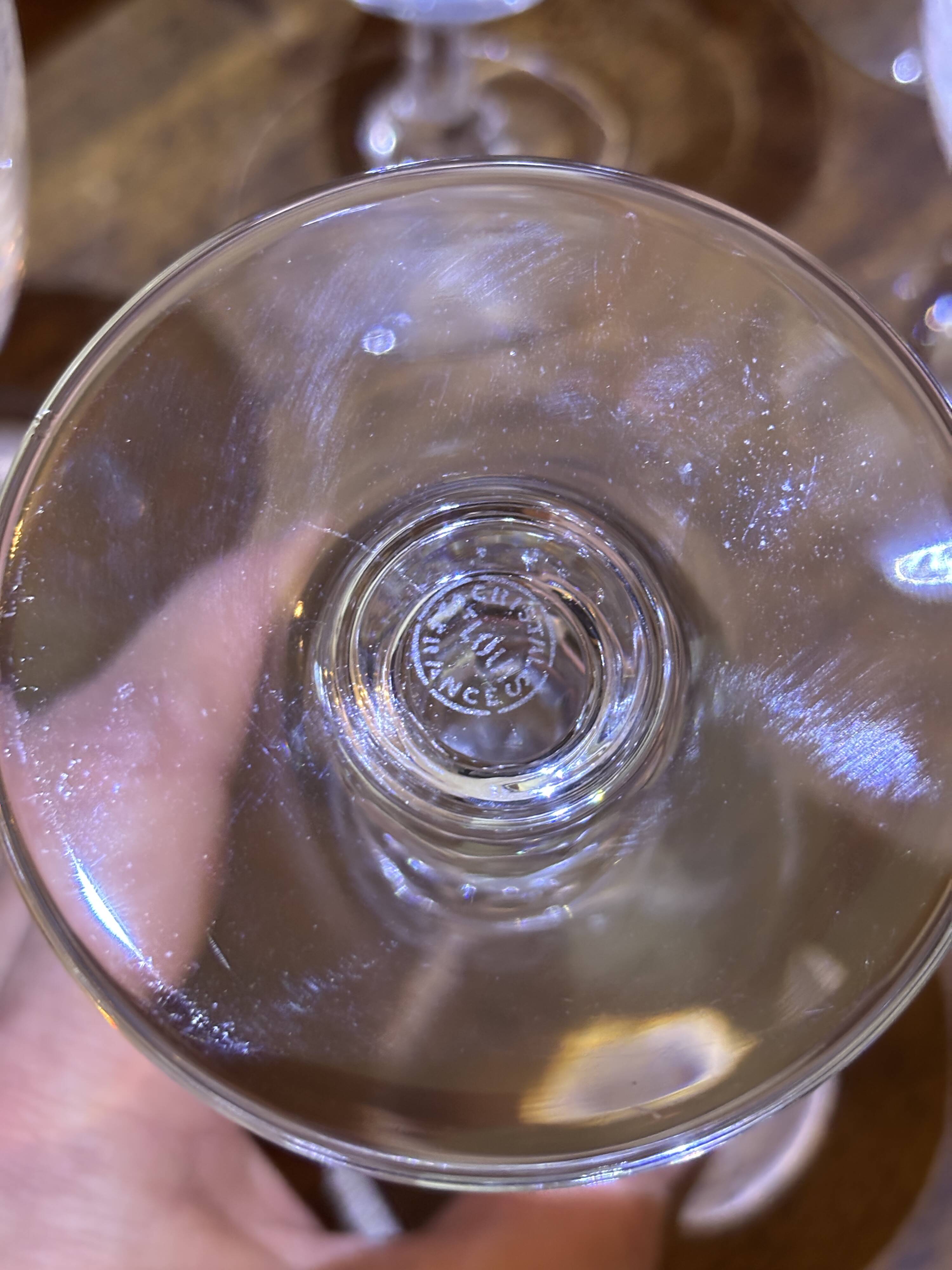 35 signed Saint-Louis crystal glasses – antique engraved floral decoration