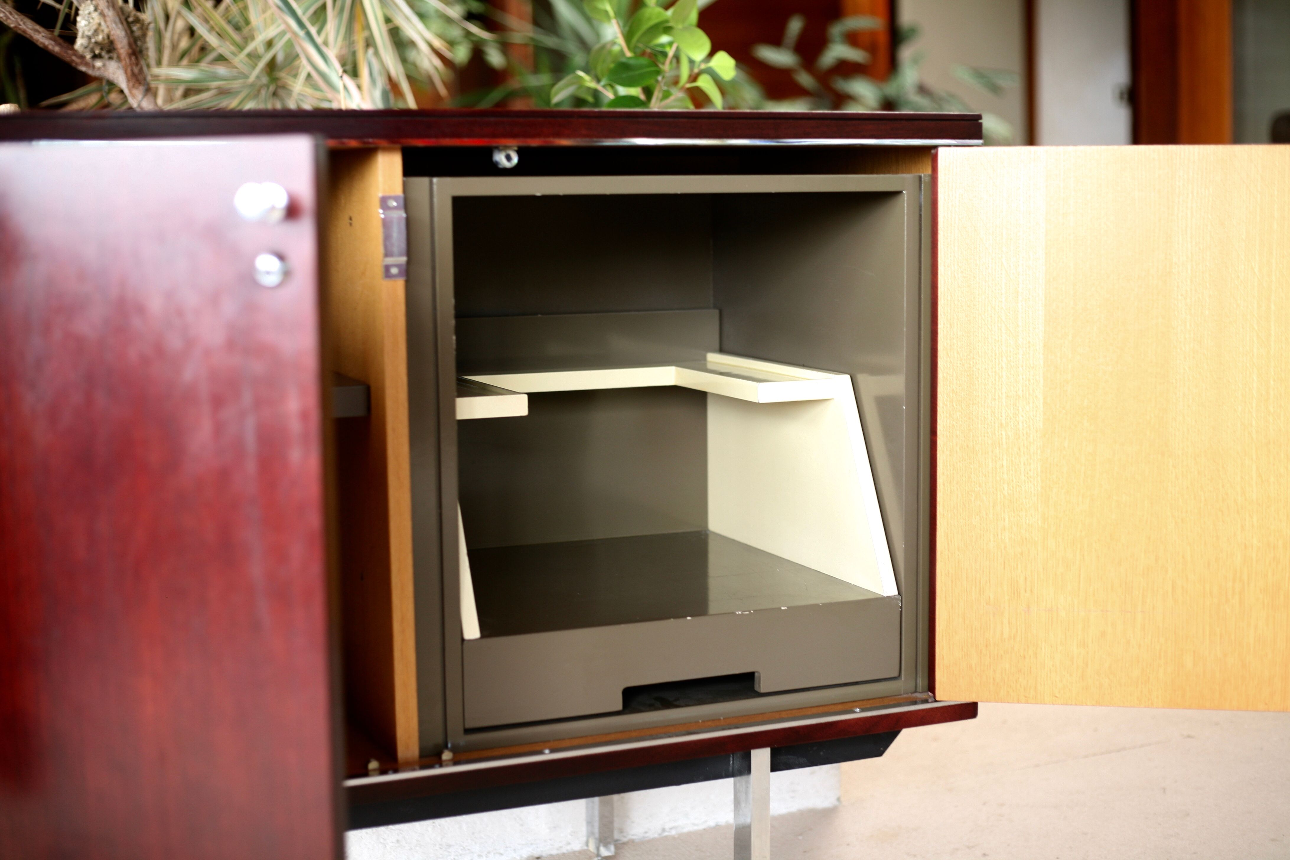 Sideboard solid wood and steel, France, cira 1970, Negroni edition