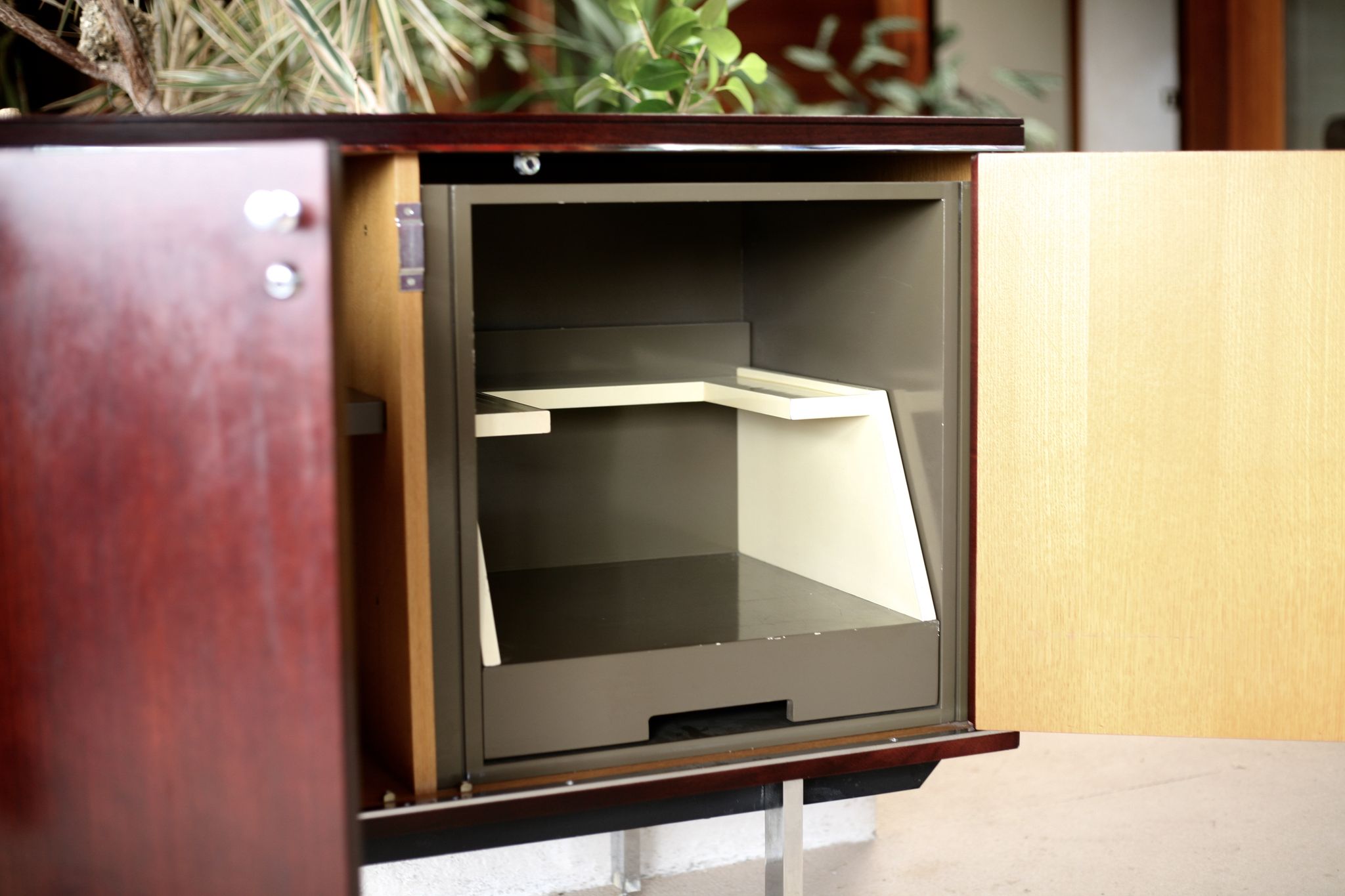 Sideboard solid wood and steel, France, cira 1970, Negroni edition