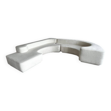 Sofa vintage Lara en bouclé blanc par Roberto Pamio pour Stilwood, années 1970.