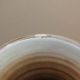 60s enamelled cone vase with fish decor, Vallauris signed Mj