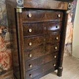 Empire-style week planner, early 19th century, in flame mahogany.