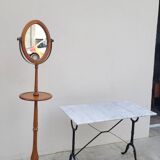 Psyche barber mirror with tripod base in cherry wood with system