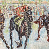 The horse race oil on canvas circa 1930 signed raynal
