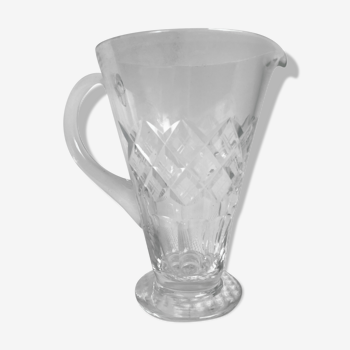 Engraved glass pitcher