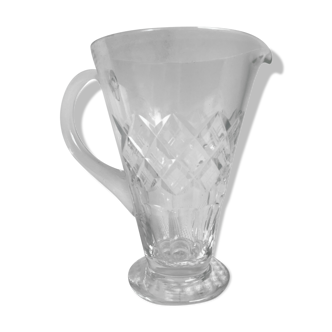 Engraved glass pitcher