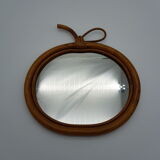 Vintage mirror apple-shaped in bamboo - 32cm