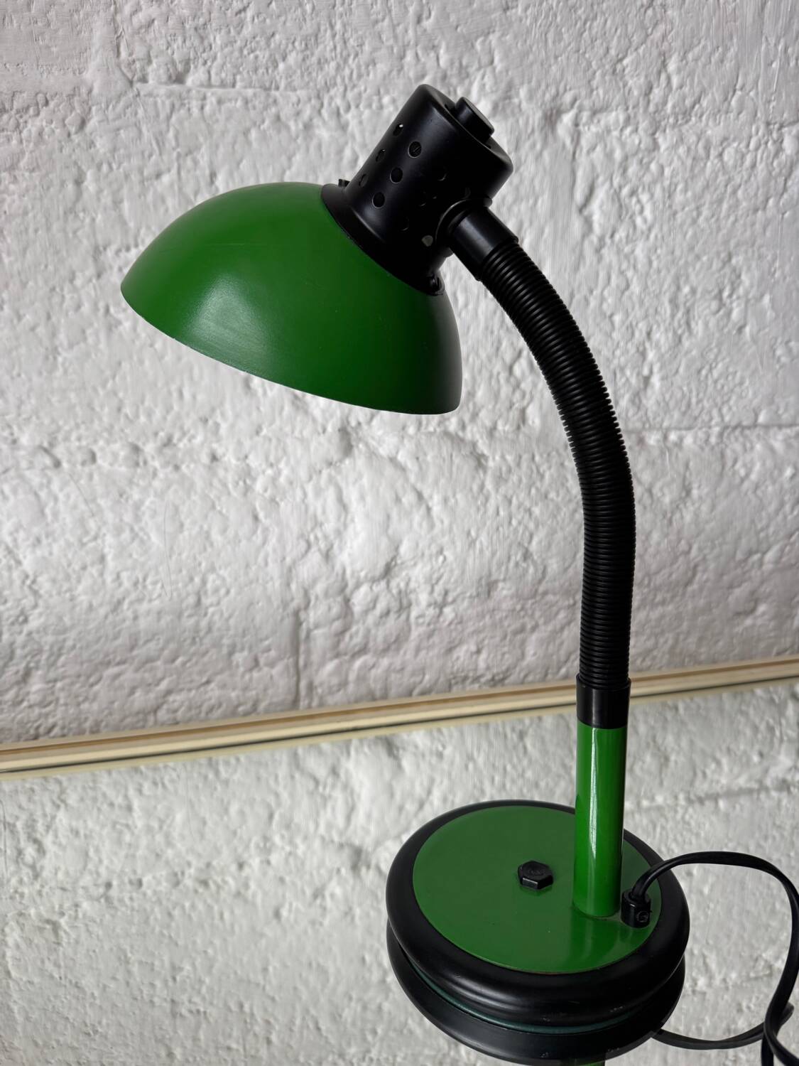 Green Aluminor articulated desk lamp from the 70s