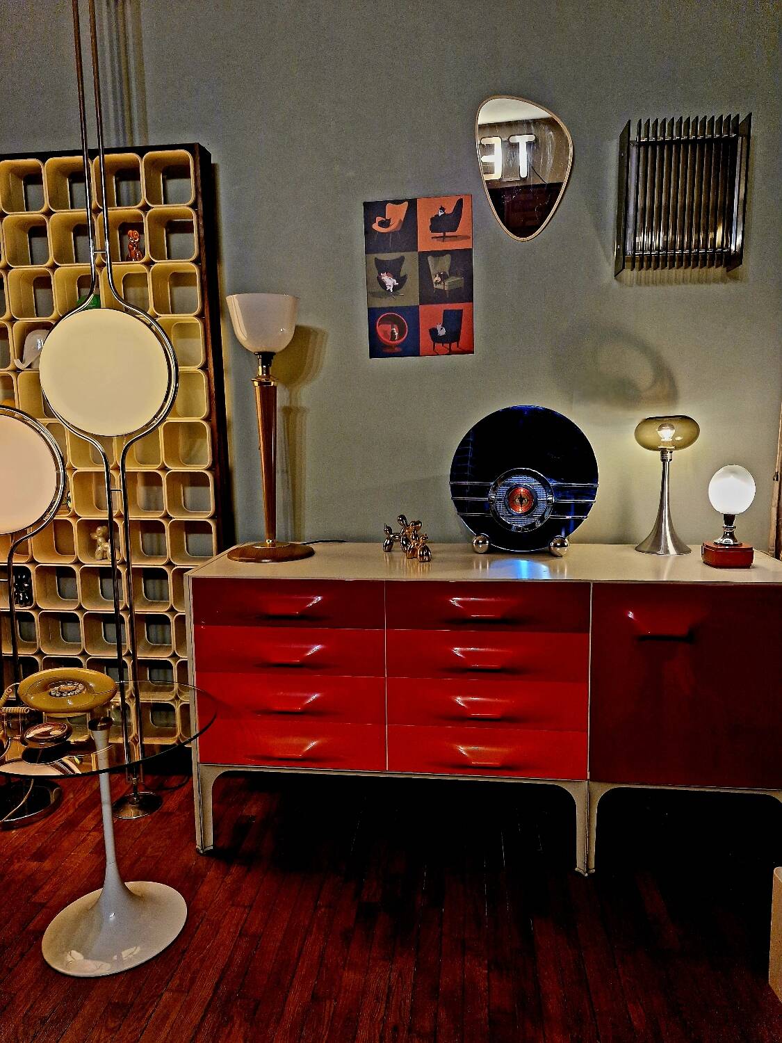 Murano glass, vintage 70s table lamp