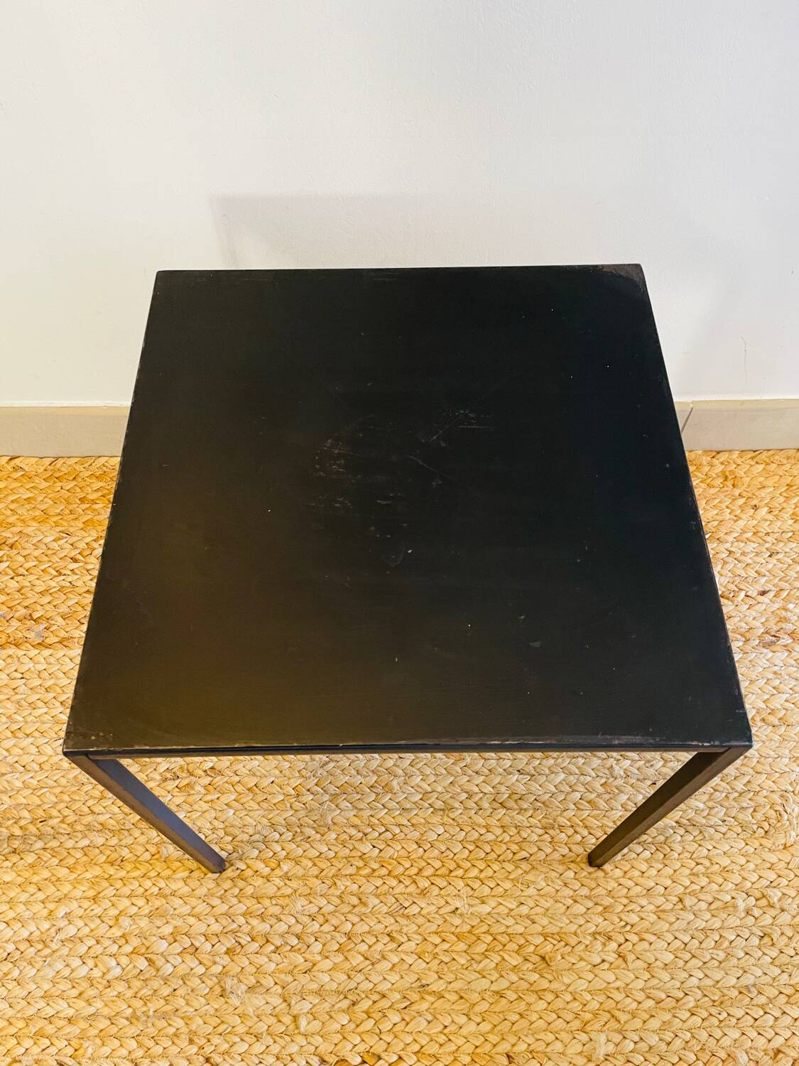 Black coffee table in raw steel Domino model Caravane brand