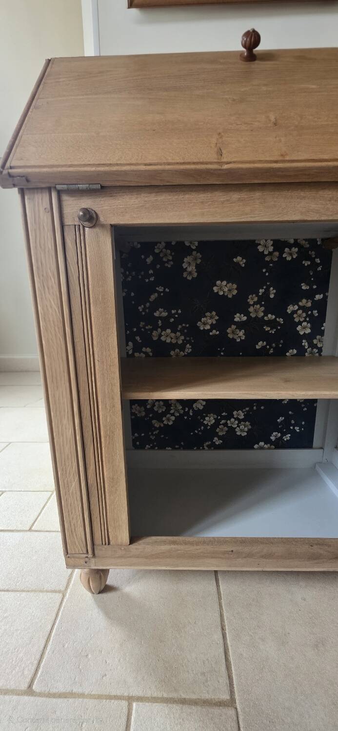 Vintage raw oak secretary