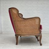 1950s, Danish 3-seater sofa, furniture velour, ash wood, mesh.