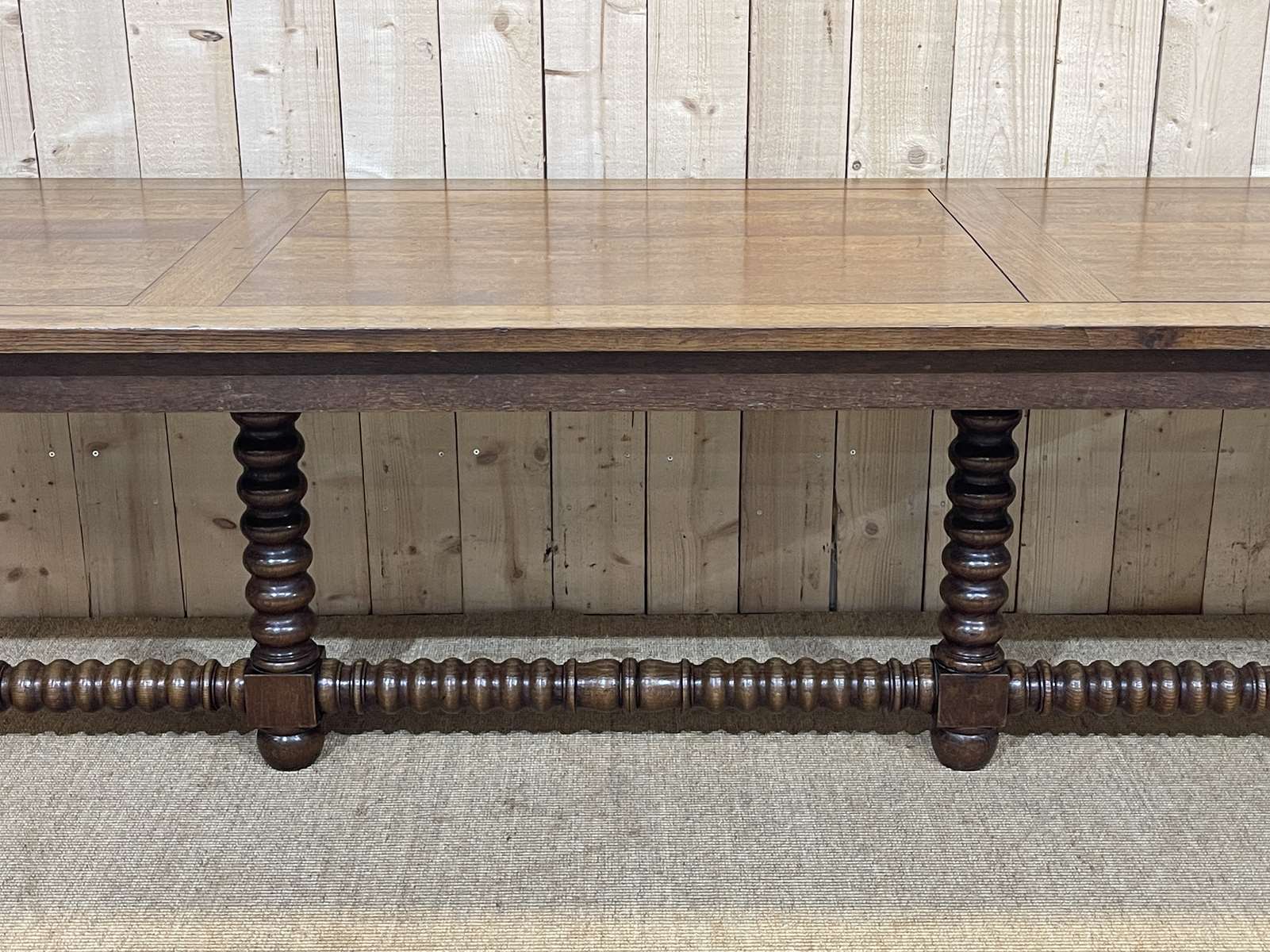 Oak monastery table with turned legs from the 1930s