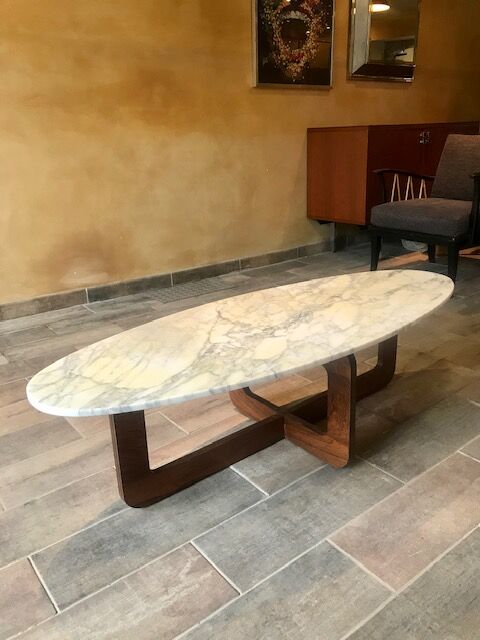 Marble and wood coffee table