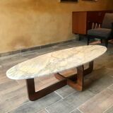 Marble and wood coffee table