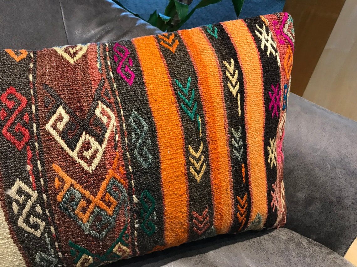 Vintage Orange Lumbar Cushion Cover 40x60cm