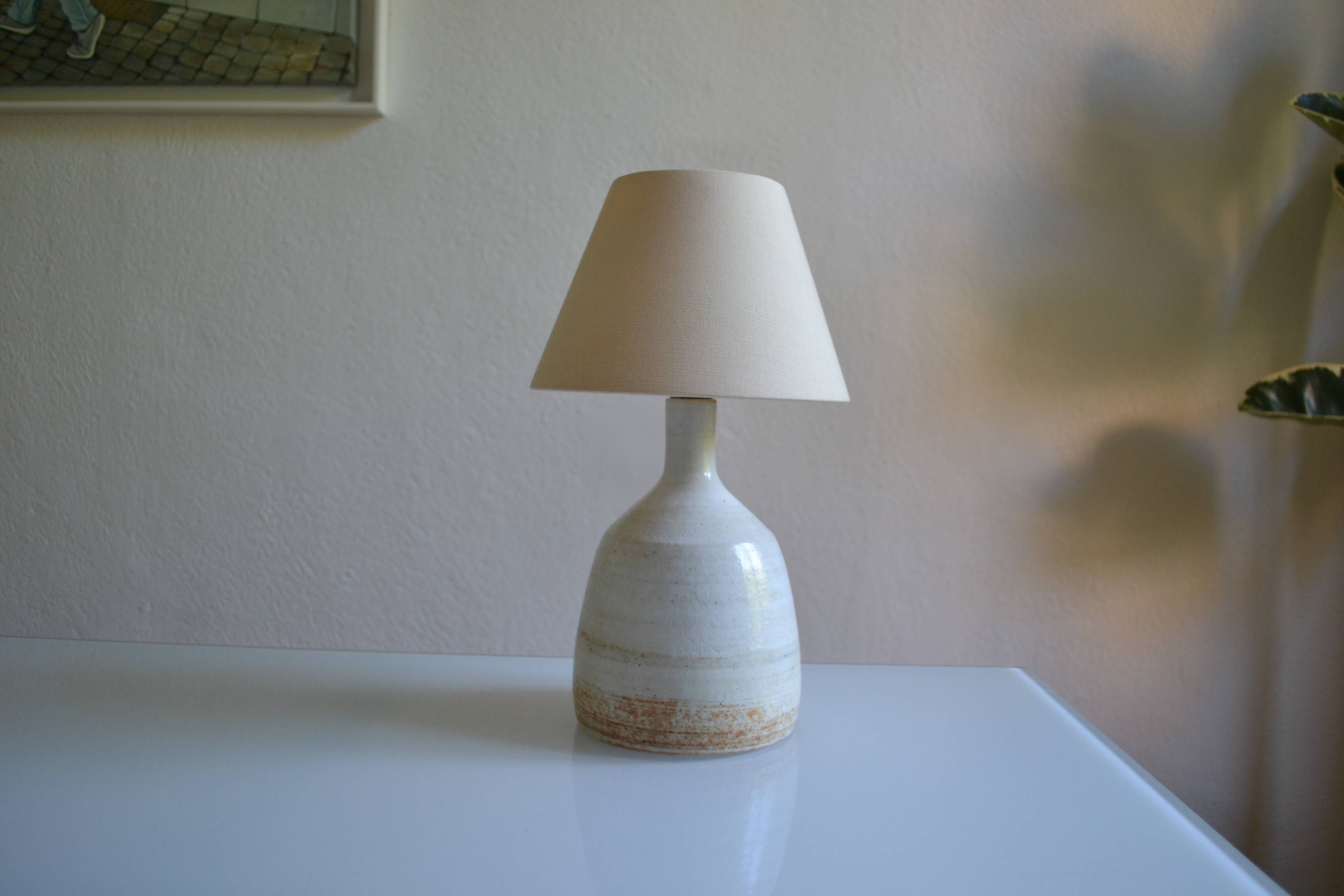 terracotta lamp base, modernist stoneware, France, 1970s