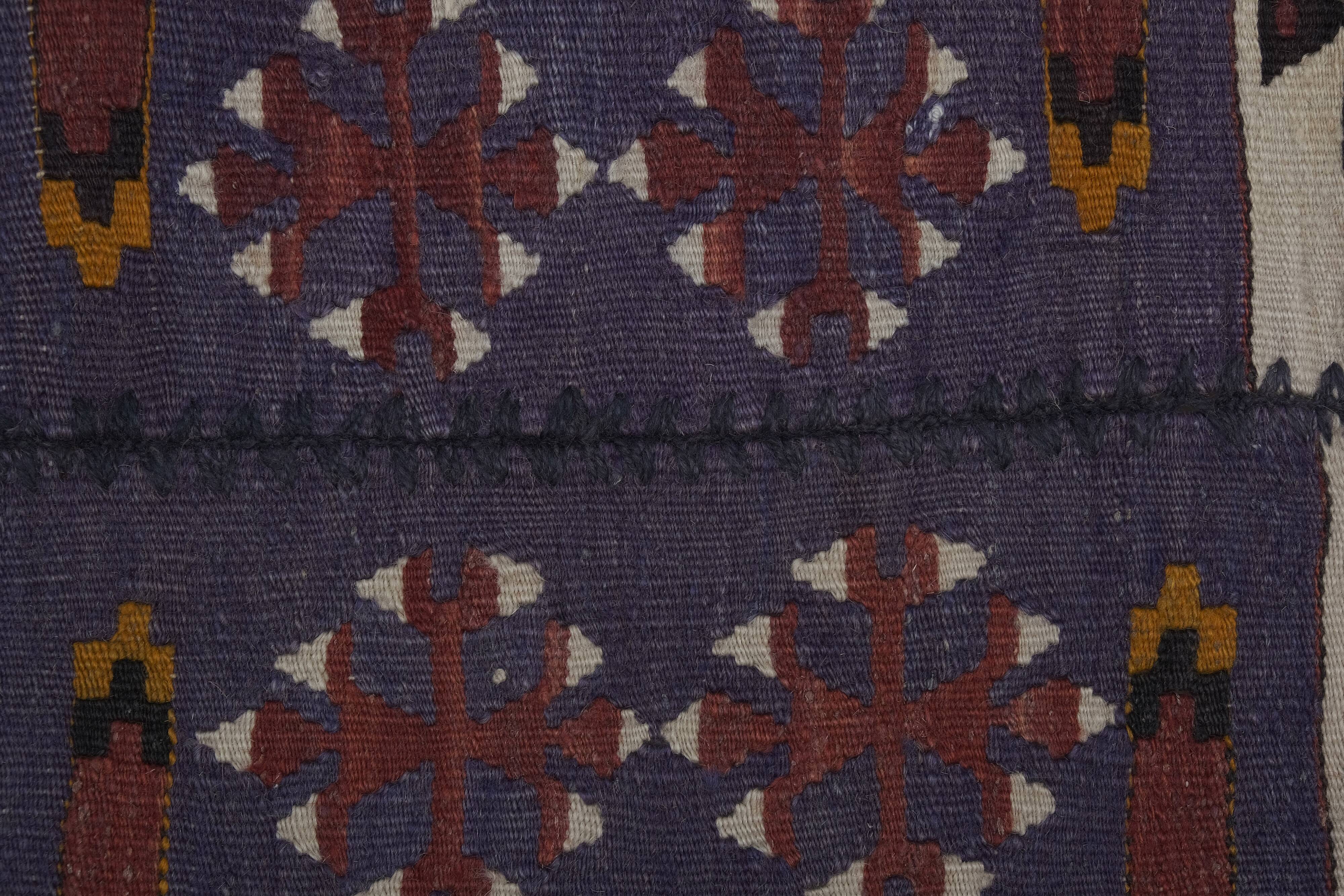 Ancient Turkish Anatolian Tribal Kilim, Geometric Organic Wool Kilim Rug