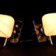 Mid 20th Century Marble Brass and Opaline Bed-Side Lamps, Maison Arlus, France - a Pair