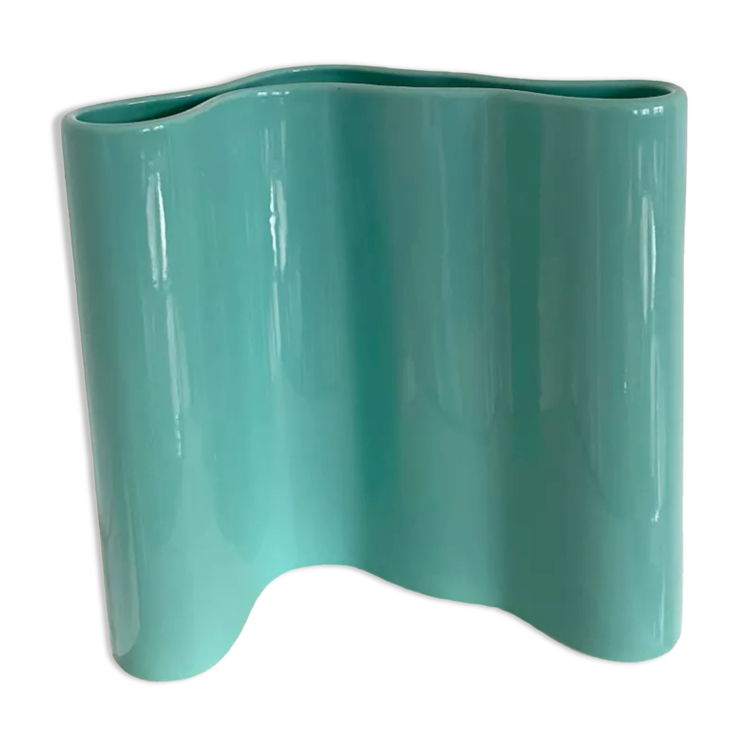 Blue-green ceramic vase