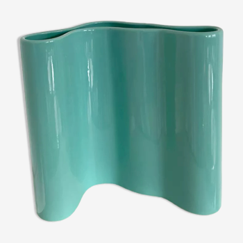 Blue-green ceramic vase