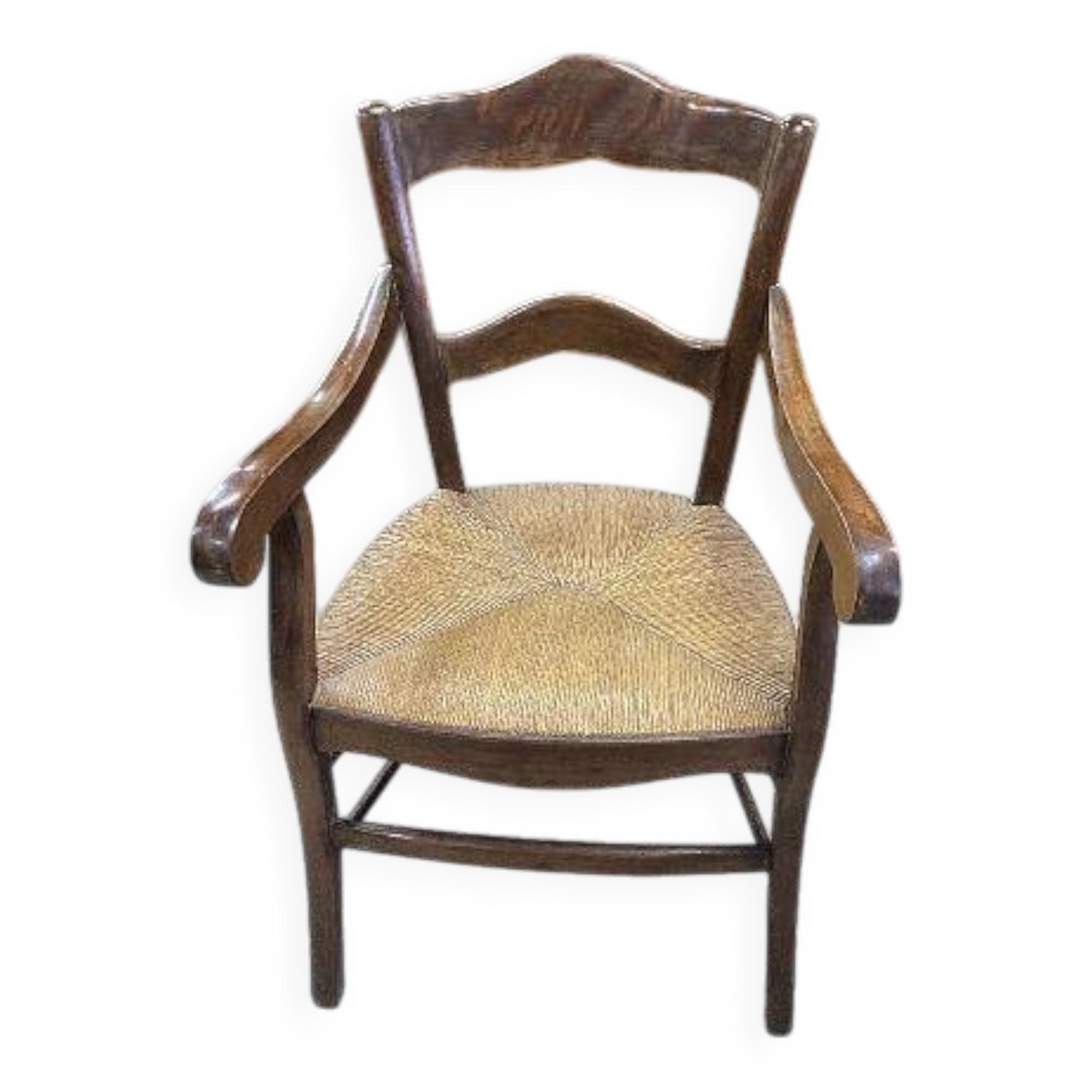 Old 19th century walnut straw armchair n° 2