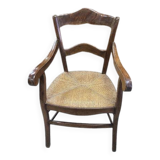 Old 19th century walnut straw armchair n° 2