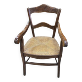 Old 19th century walnut straw armchair n° 2