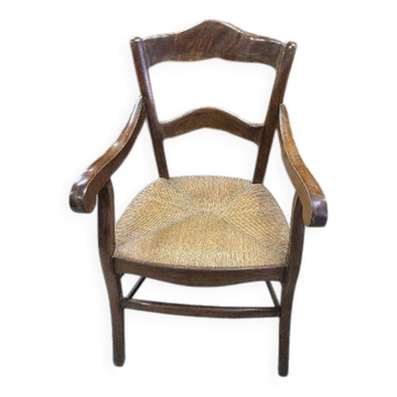 Old 19th century walnut straw armchair n° 2