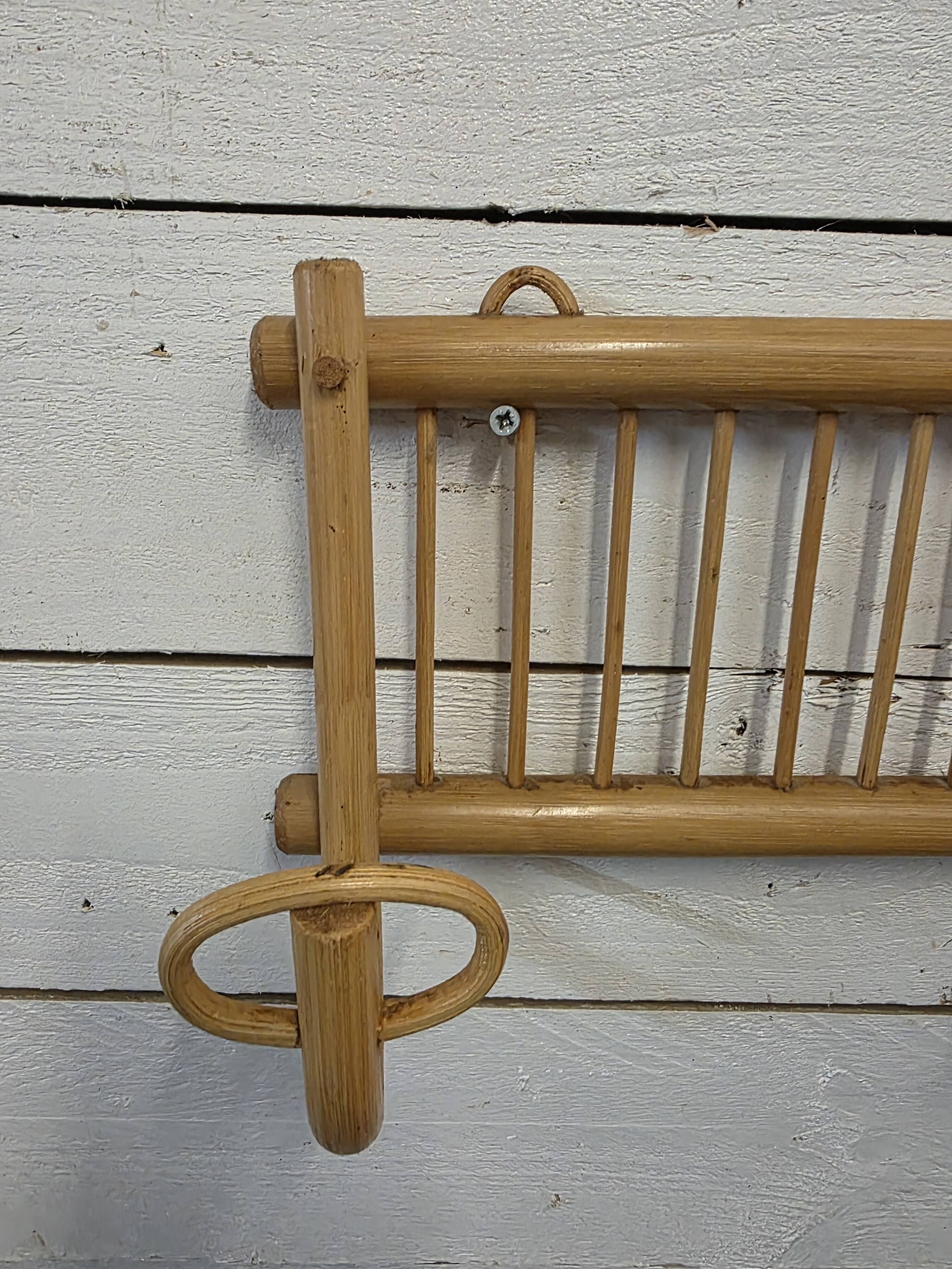 Vintage rattan coat rack