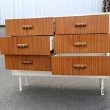 Vintage chest of drawers in metal and fomica