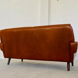 Vintage Danish mid-century Svend Skipper 2 person cognac leather sofa