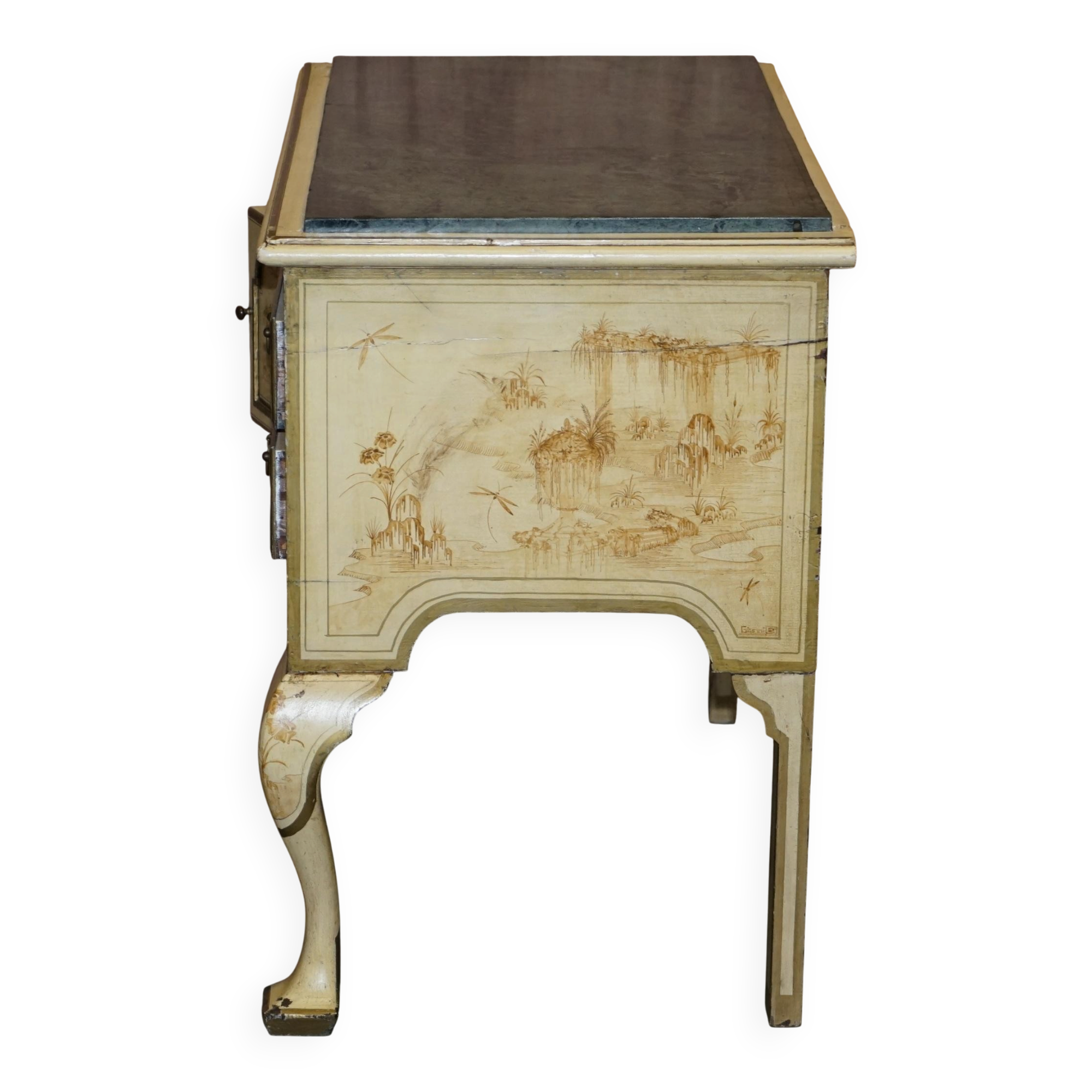 Chinoiserie Buffet with Marble Top in Chippendale Style