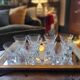 Engraved crystal glasses with twisted stems, 1960s