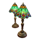 Paire lampe bronze ancienne abat jour verre 44x21 vitrail style tiffany