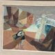 Original Swedish Oil on Panel – “Figure with Boats” by Nils Öst (1908–1982)