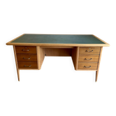 Grand bureau de ministre / de direction vintage Mid-Century sabots laiton