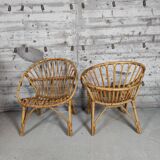 Pair of vintage rattan armchairs