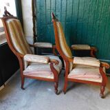 Paire de fauteuils voltaire Napoleon lll en acajou du XlX ème siecle ref je